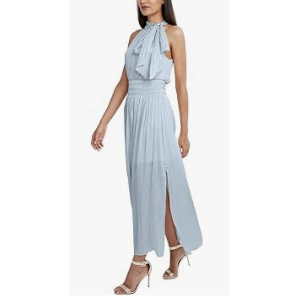 New BCBGMAXAZRIA Women Xenia Halter Maxi Dress Sleeveless Blue Size XL